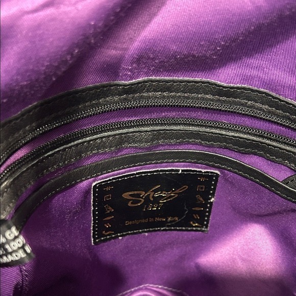 Sharif Leather & Suede 3D Butterflies Applique Bucket Bag Fairy Black - Picture 14 of 15